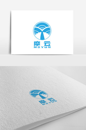 蓝色创意WiFi树MY科技logo标志