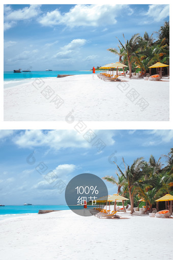 马尔代夫休闲度假蓝天白云沙滩摄影图图片