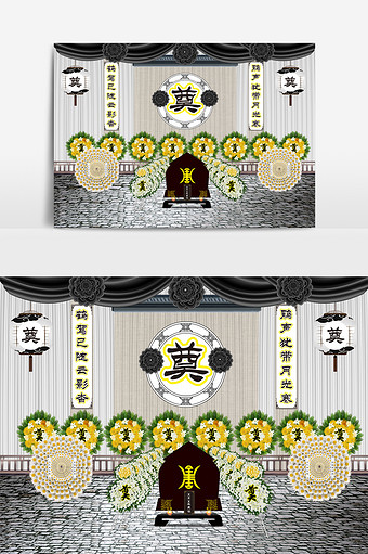 葬礼花圈背景墙效果图-葬礼花圈装饰画-包图网