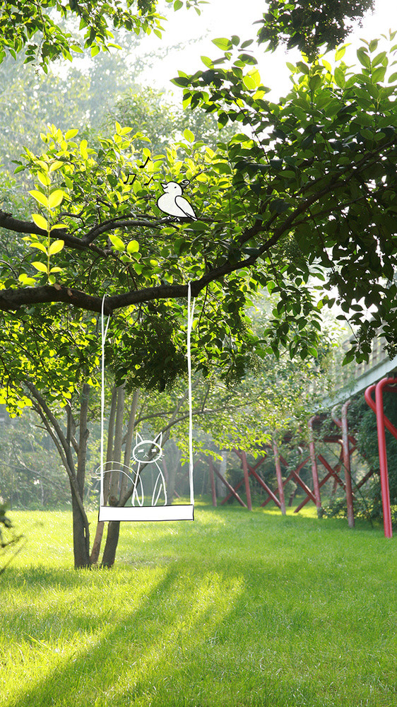 春天公园气息树叶创意摄影插画GIF图片