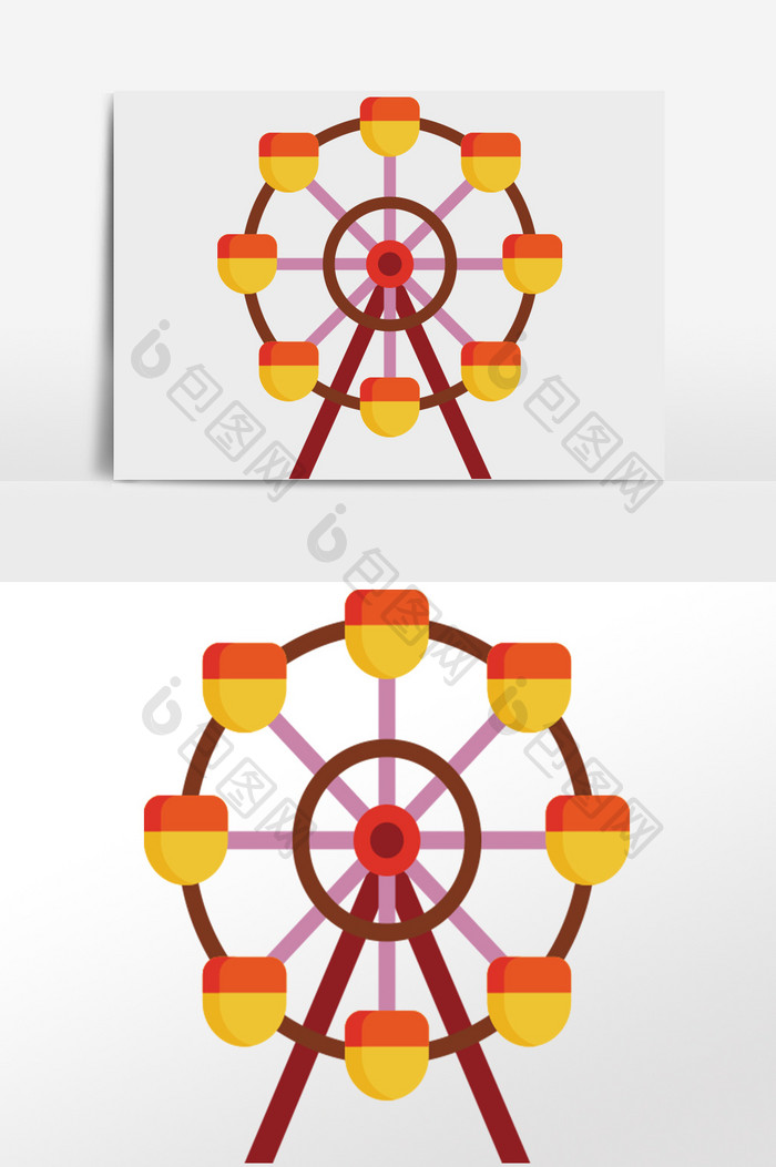 手绘儿童节游乐园摩天轮插画