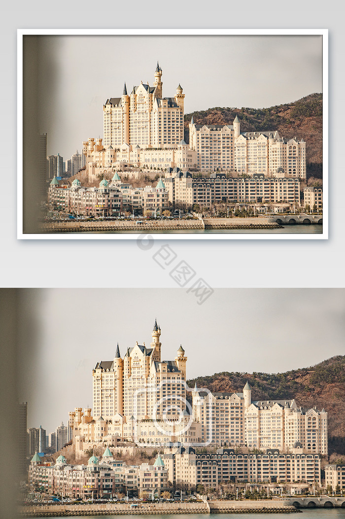 大气海边城堡建筑摄影图片