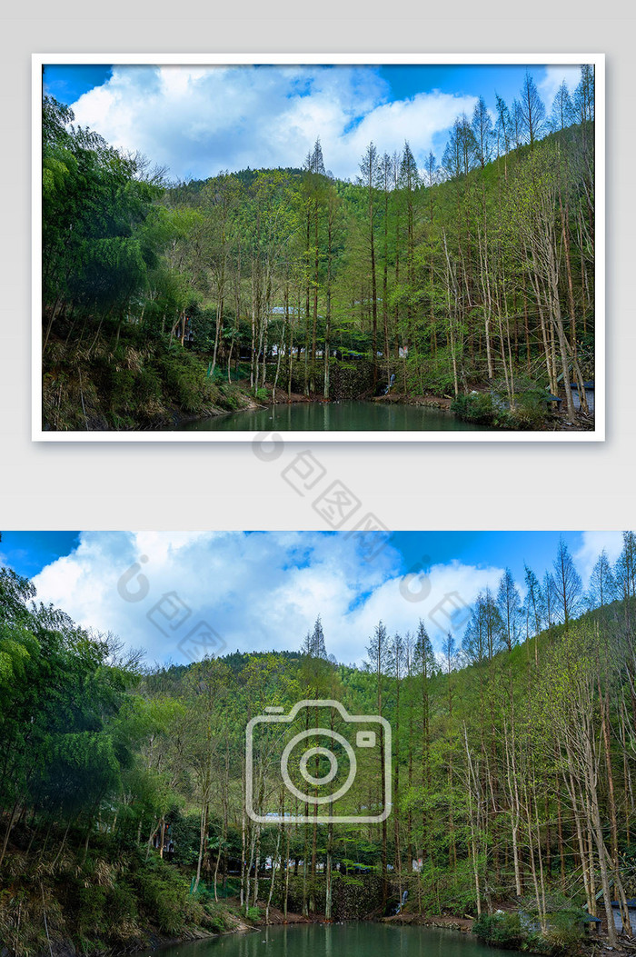 蓝天白云山谷摄影图图片图片