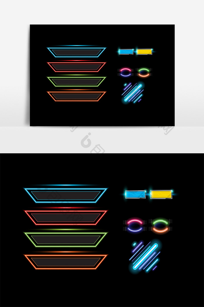彩色霓虹线条效果元素
