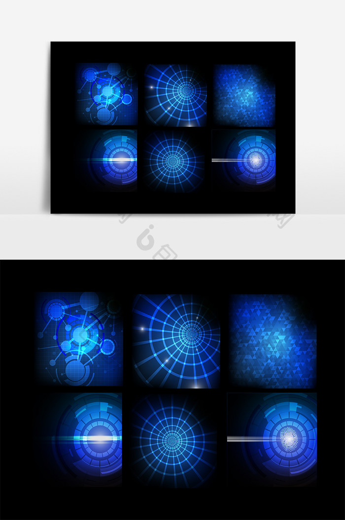 矢量蓝色科技界面效果元素