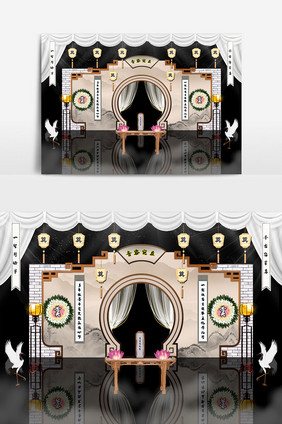 大气中式素雅山水追悼会灵堂效果图