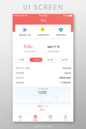 珊瑚橙金融理财app项目详情移动界面