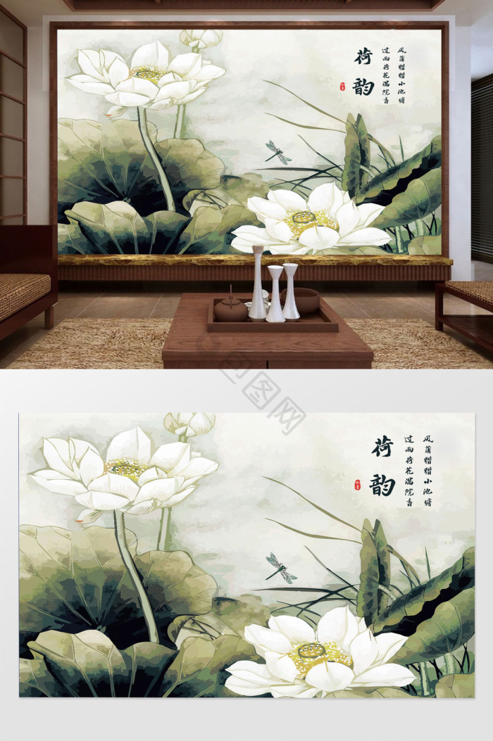 手绘荷花图片-手绘荷花素材免费下载-包图网