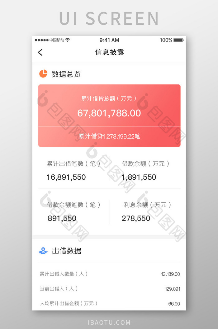 珊瑚橙金融理财app信息披露移动界面