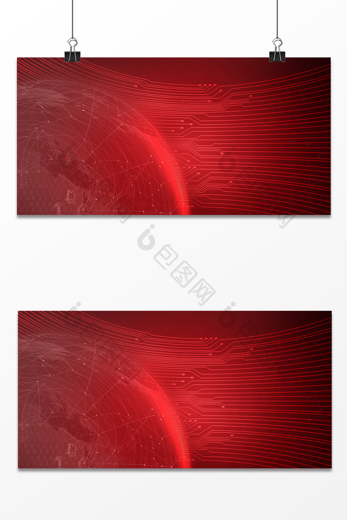 红色喜庆光晕地球光线科技商务纹理背景