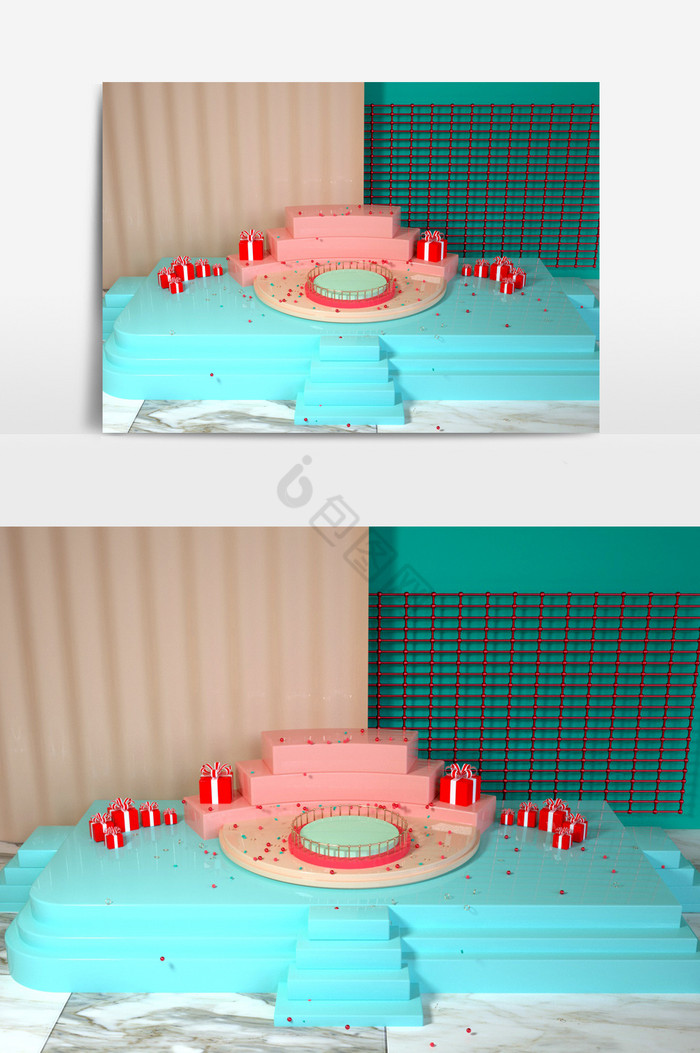 礼品阶梯展示电商模型OC渲染器图片