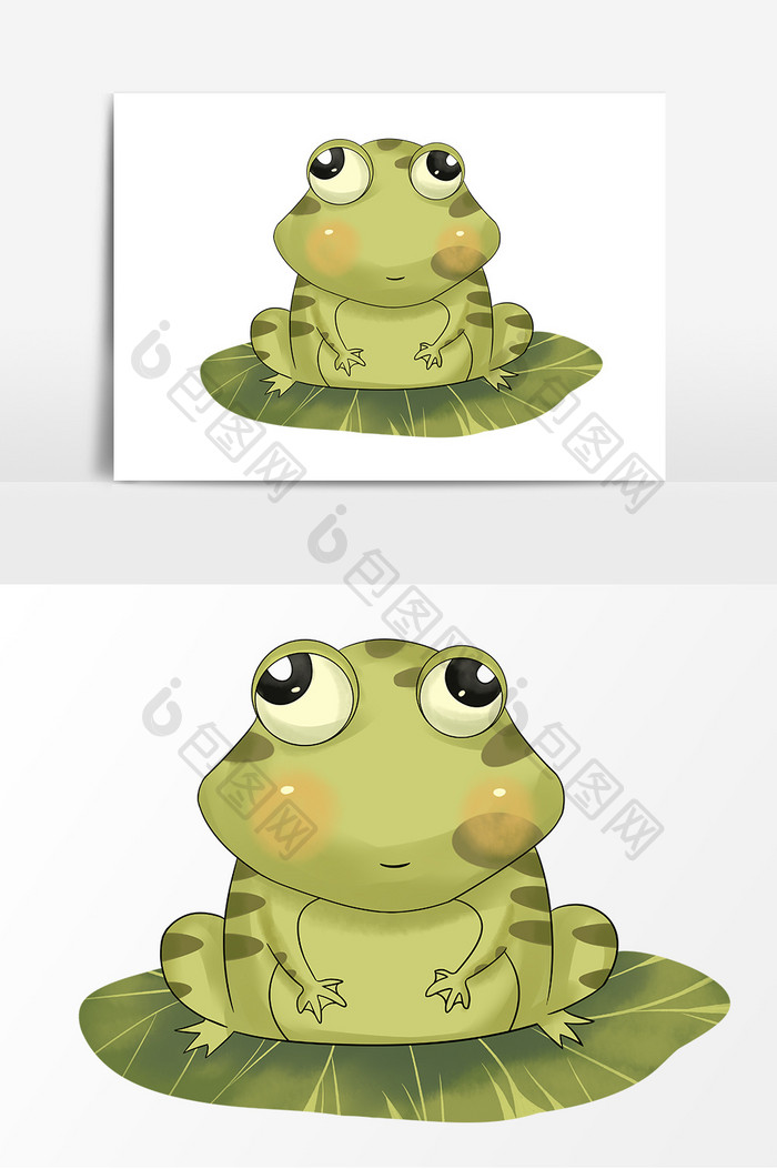 卡通荷叶动物青蛙手绘元素