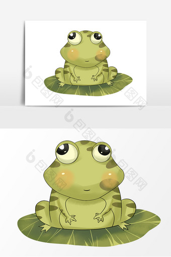 卡通荷叶动物青蛙手绘元素图片