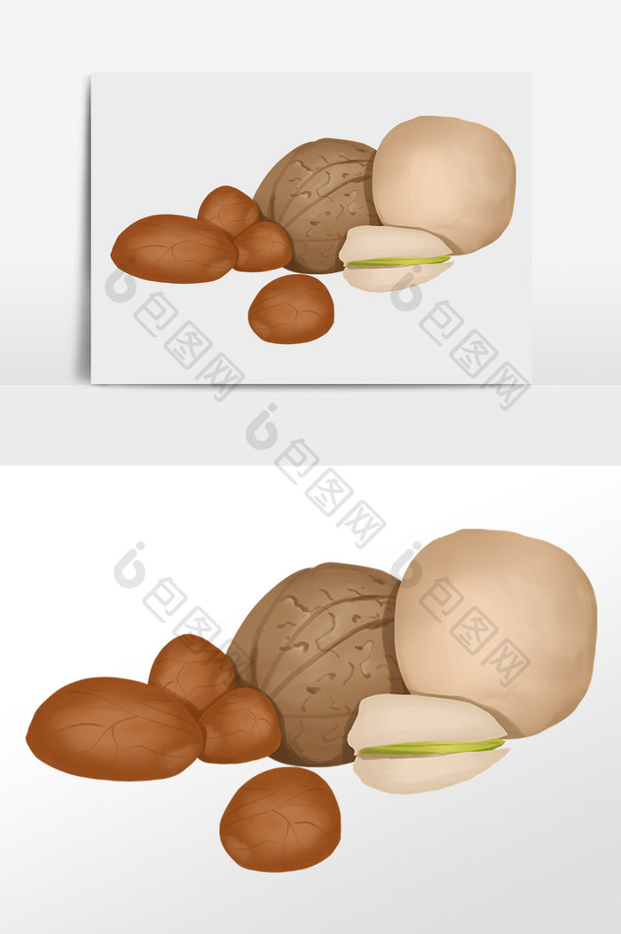 手绘零食各种坚果干果插画