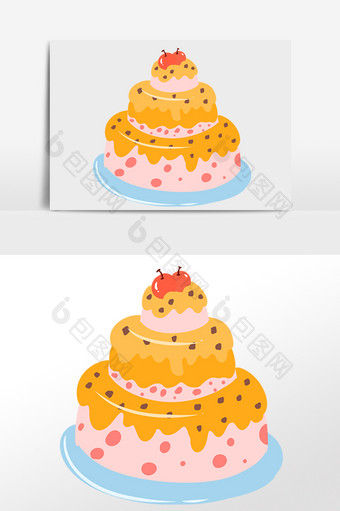 手绘庆祝生日甜点蛋糕插画图片