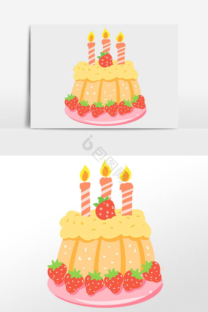 庆祝生日草莓蛋糕插画图片