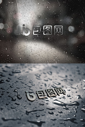 雨水场景品牌不锈钢立体logo样机