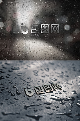 雨水场景品牌不锈钢立体logo样机图片