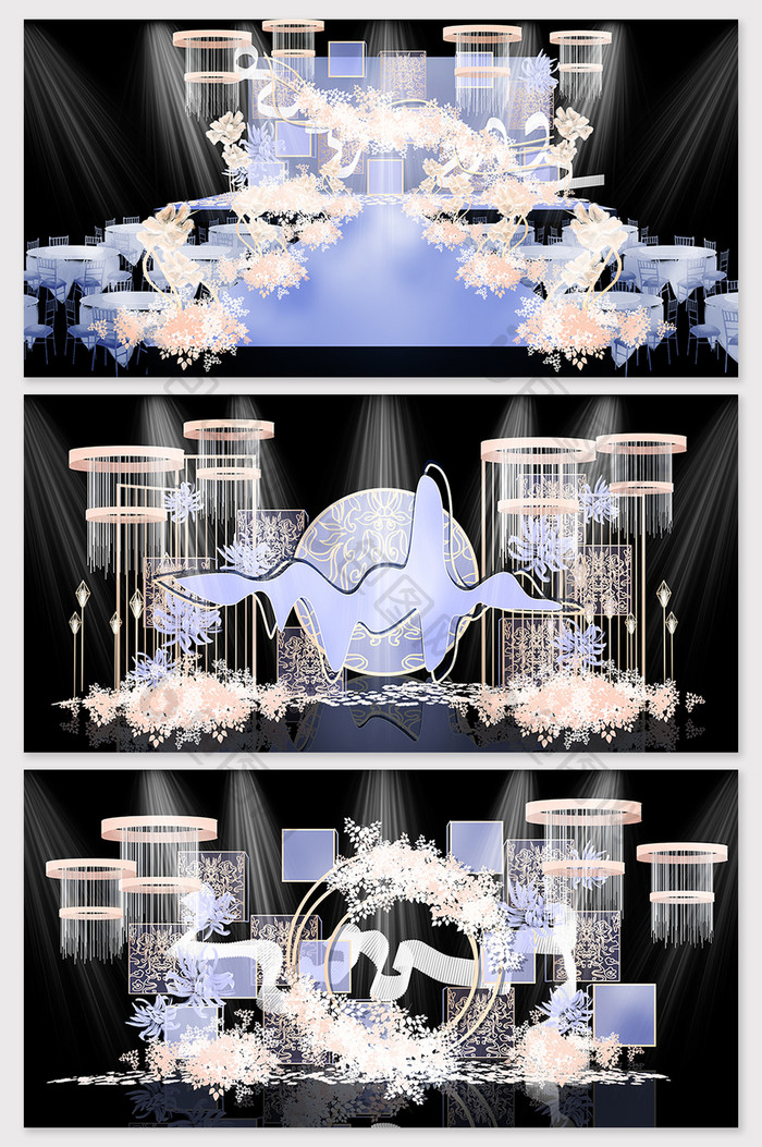蓝色梦幻中式婚礼效果图