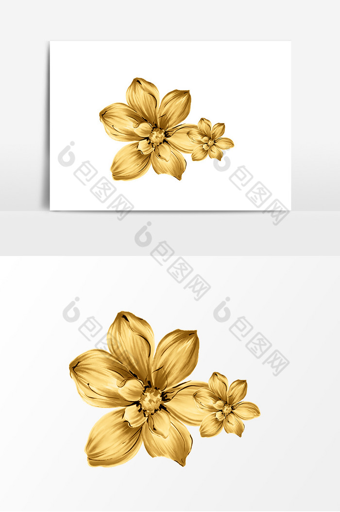 金色质感花朵装饰图片图片