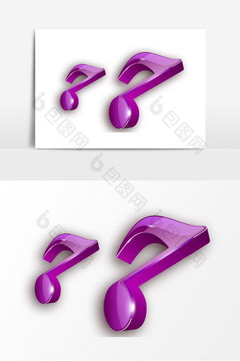 紫色装饰乐符元素图片