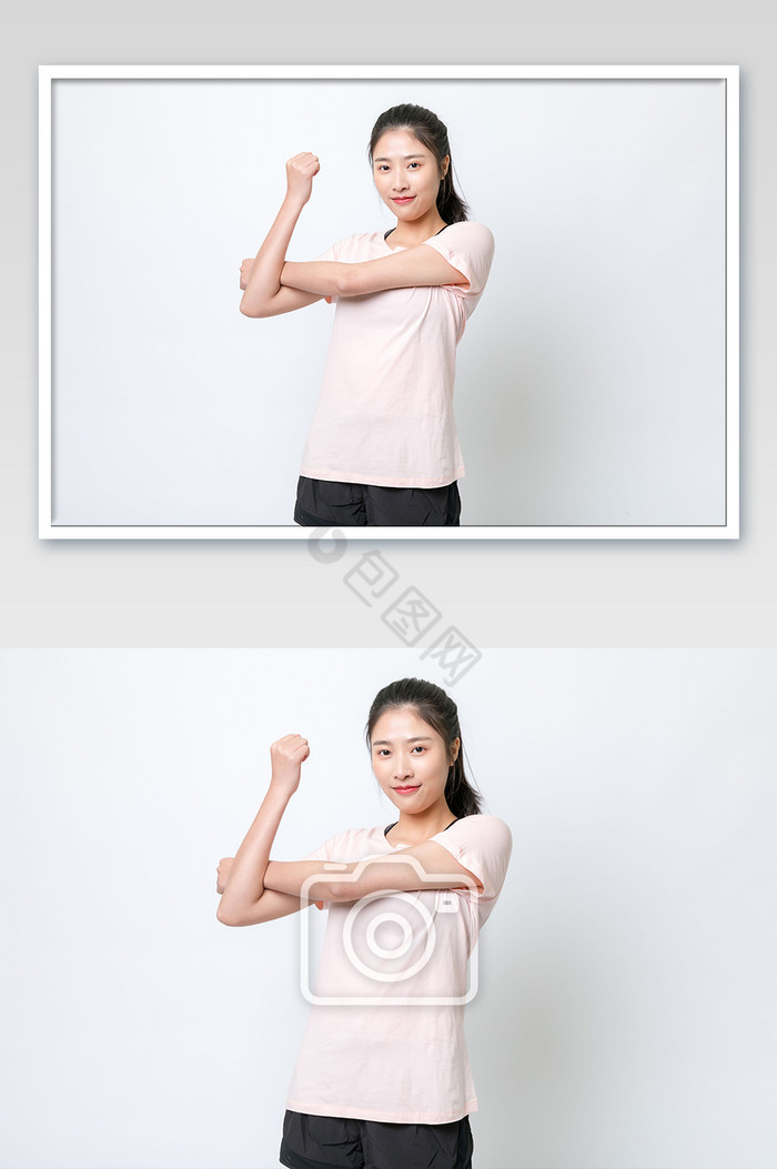 年轻女生热身运动健身图片