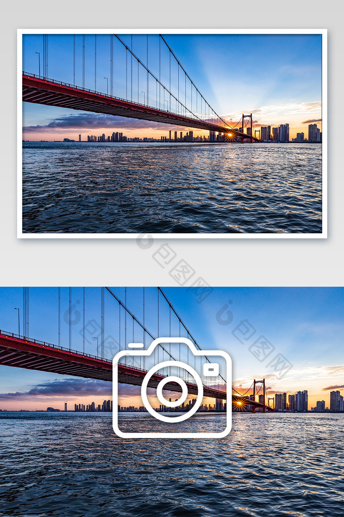 日落下的武汉鹦鹉洲长江大桥图片图片