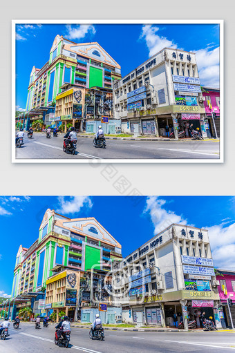 多彩东南亚风格马来西亚古晋街景摄影图片
