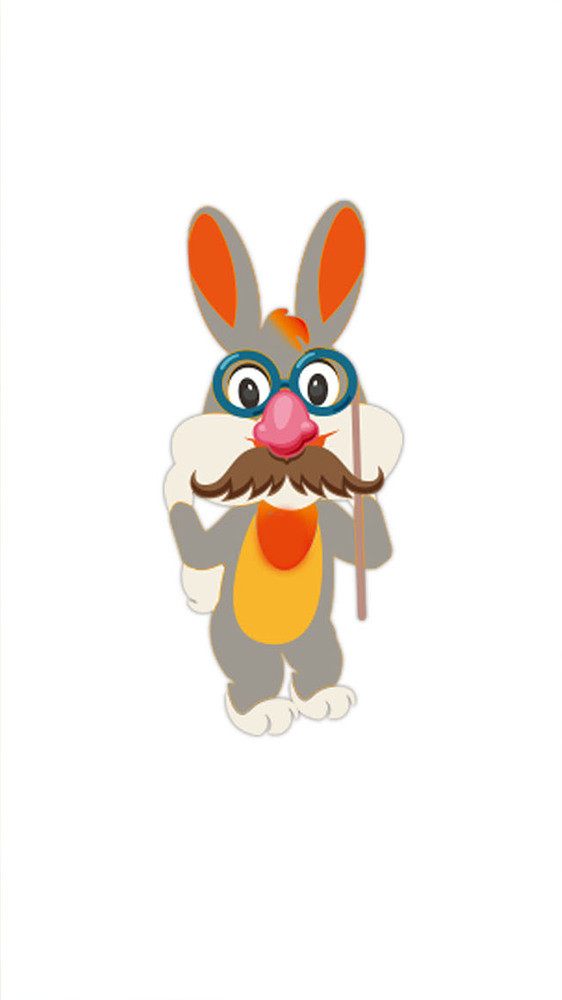 白色卡通兔子小丑装gif插画