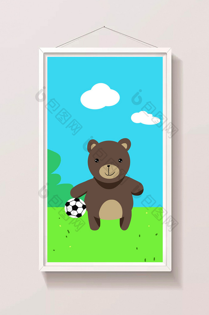 卡通小熊拍足球动画GIF插图