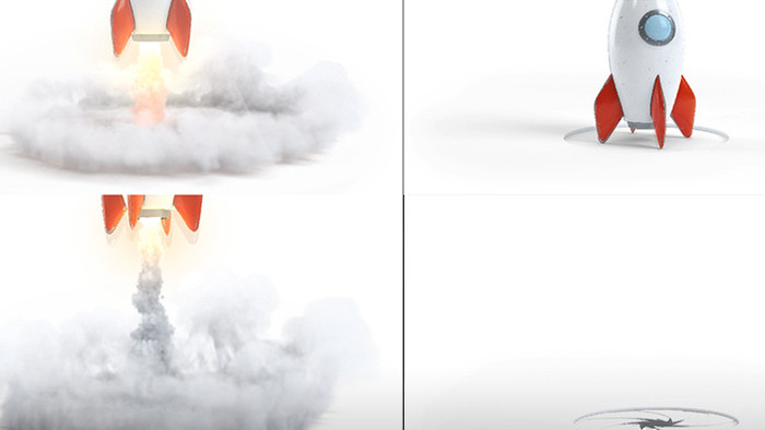 1个3D立体卡通小火箭动态动画元素