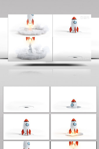 1个3D立体卡通小火箭动态动画元素图片