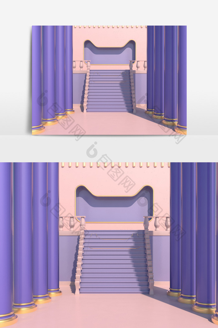 C4D粉紫色天猫头电商模型（标准渲染器）