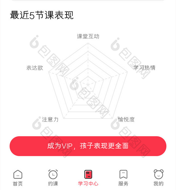 外教学习APP学习中心UI移动界面