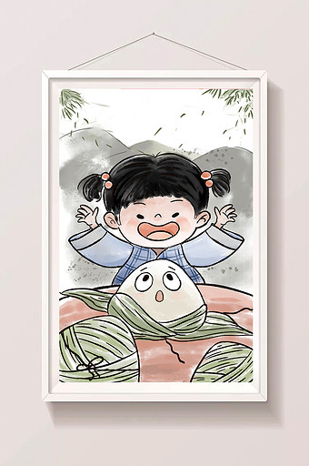 水墨中国传统端午节粽子节气插画图片