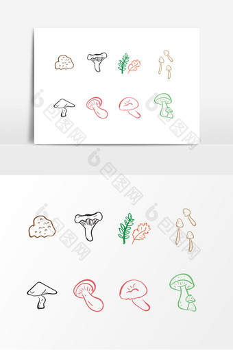 彩色蘑菇图案设计素材图片