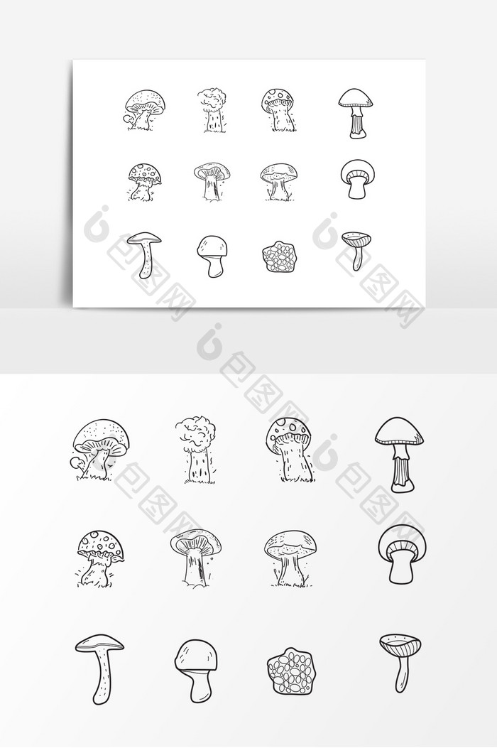 手绘蘑菇图案设计素材