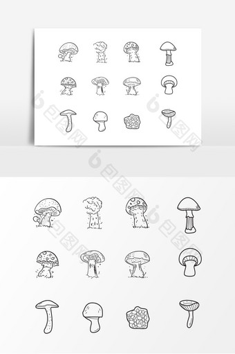 手绘蘑菇图案设计素材图片