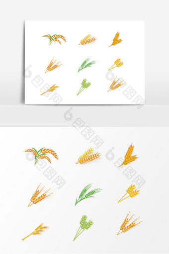 手绘稻穗粮食设计元素图片