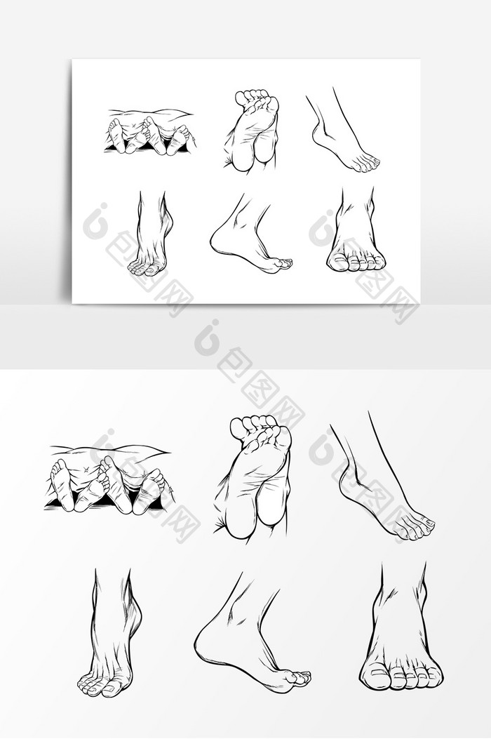 线描人物脚部设计素材