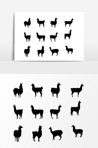 卡通羊驼剪影设计图片下载