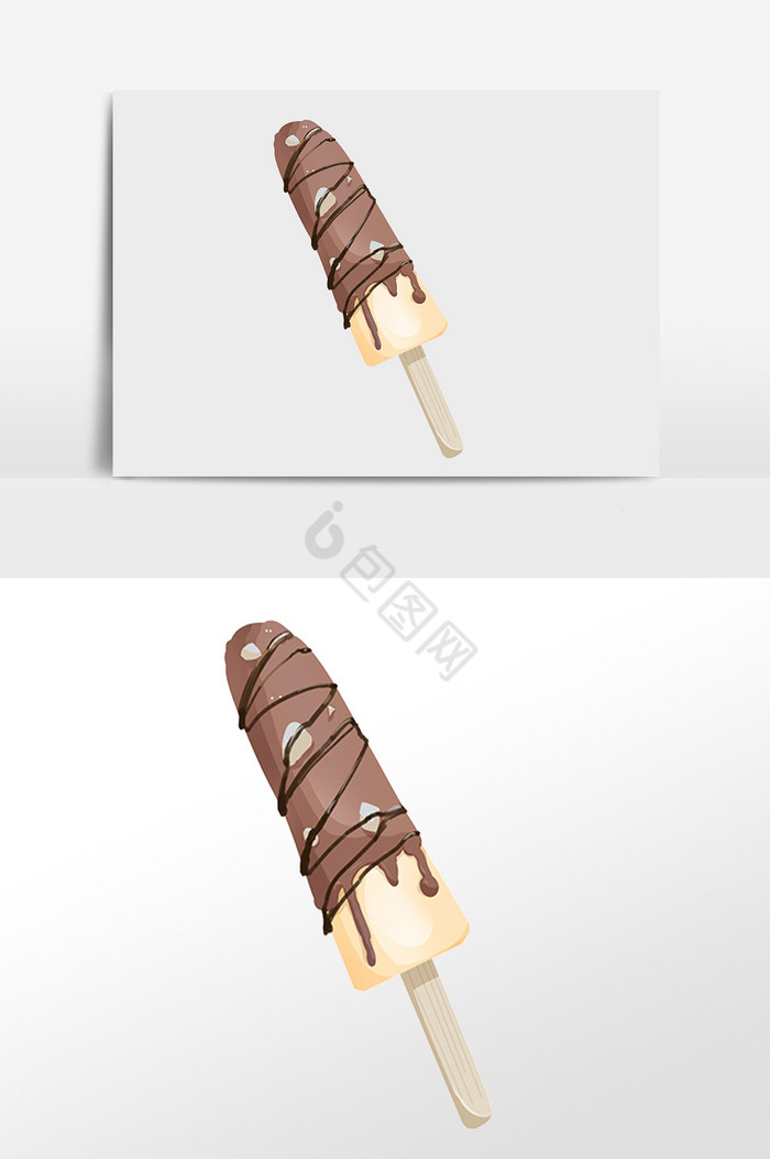 夏季冷饮巧克力糕插画图片
