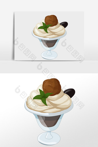 手绘夏季冷饮冰淇淋杯雪糕插画图片