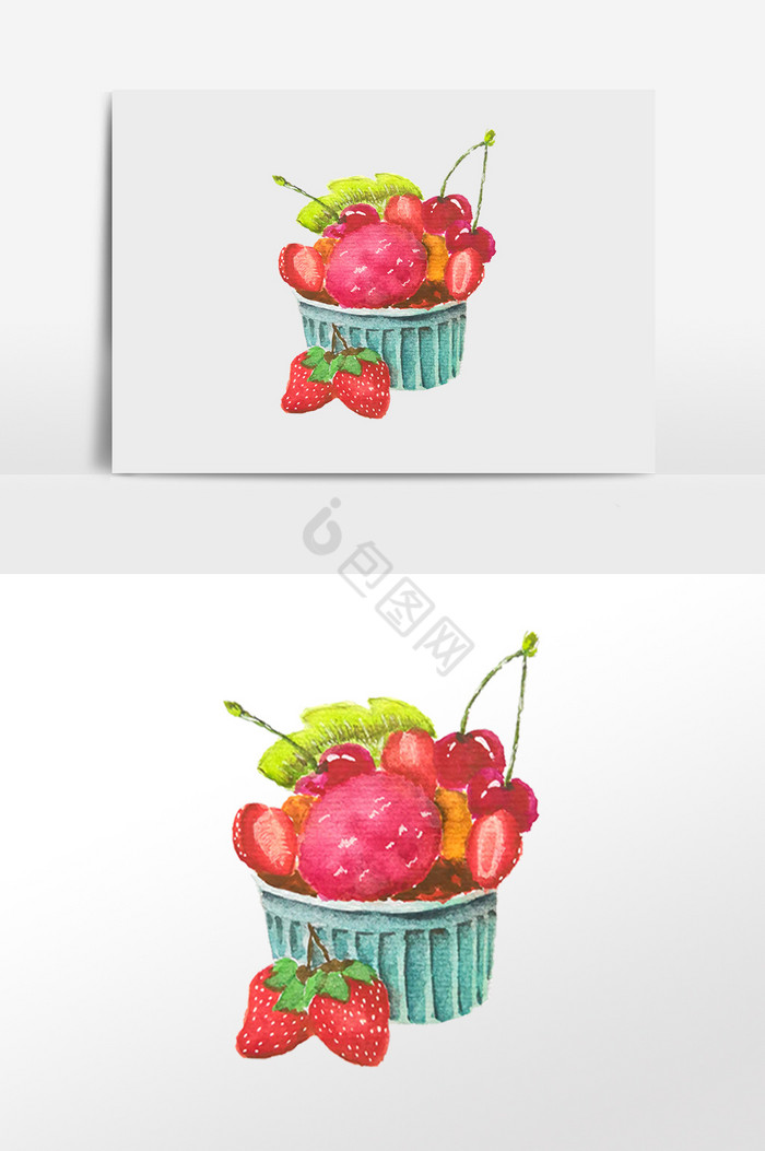 美味夏季冷饮水果杯插画图片