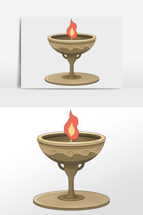 古代国学教育煤油灯灯具插画图片