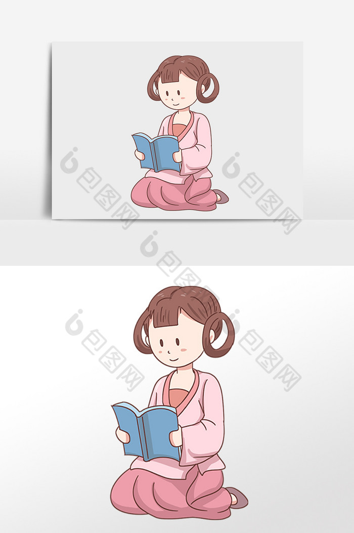 手绘教育学习古风学生插画图片