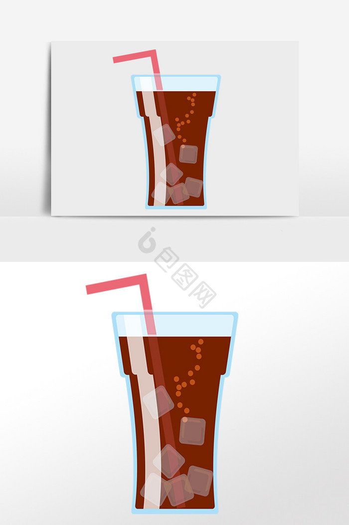 夏季饮品加冰汽水可乐插画图片