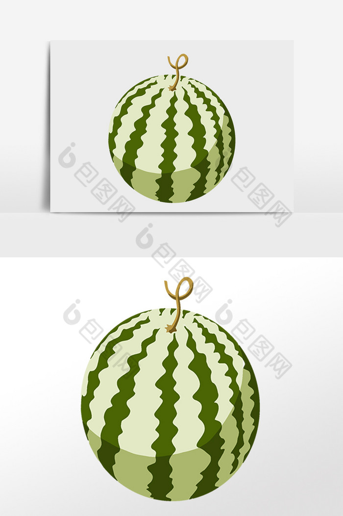 夏季新鲜水果大个西瓜插画图片图片