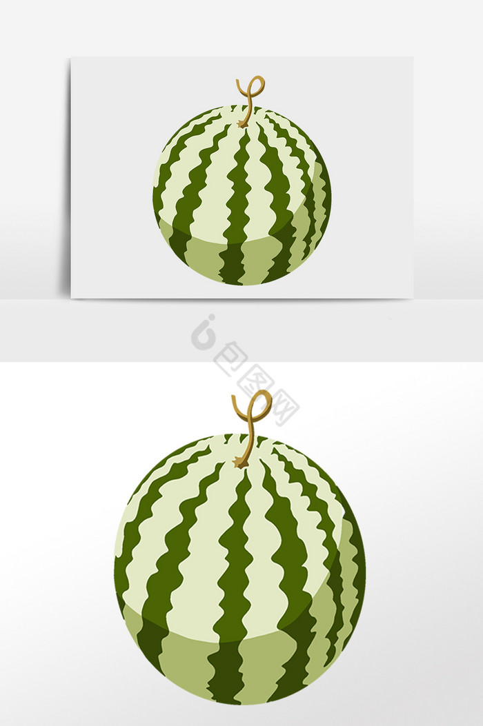 夏季新鲜水果大个西瓜插画图片