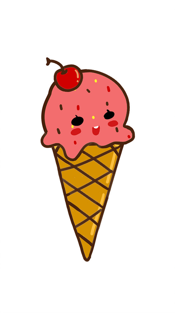 粉色可爱卡通冰激凌摇晃动图gif
